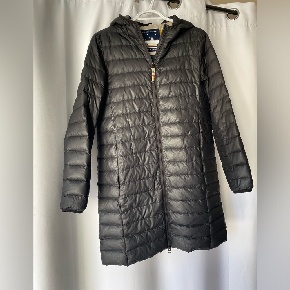 Hudson’s Bay Black long Puffer Coat SIZE M